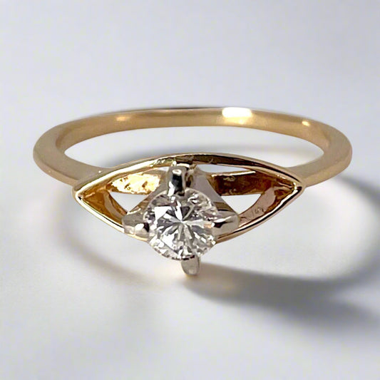 14k Yellow Gold Round Cut 0.29ct Diamond Solitaire Ring