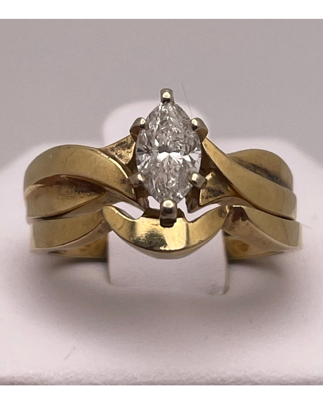 14k Gold 0.53ct Marquise Cut Diamond Ring Set