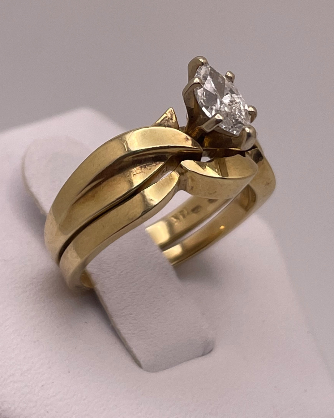 14k Gold 0.53ct Marquise Cut Diamond Ring Set