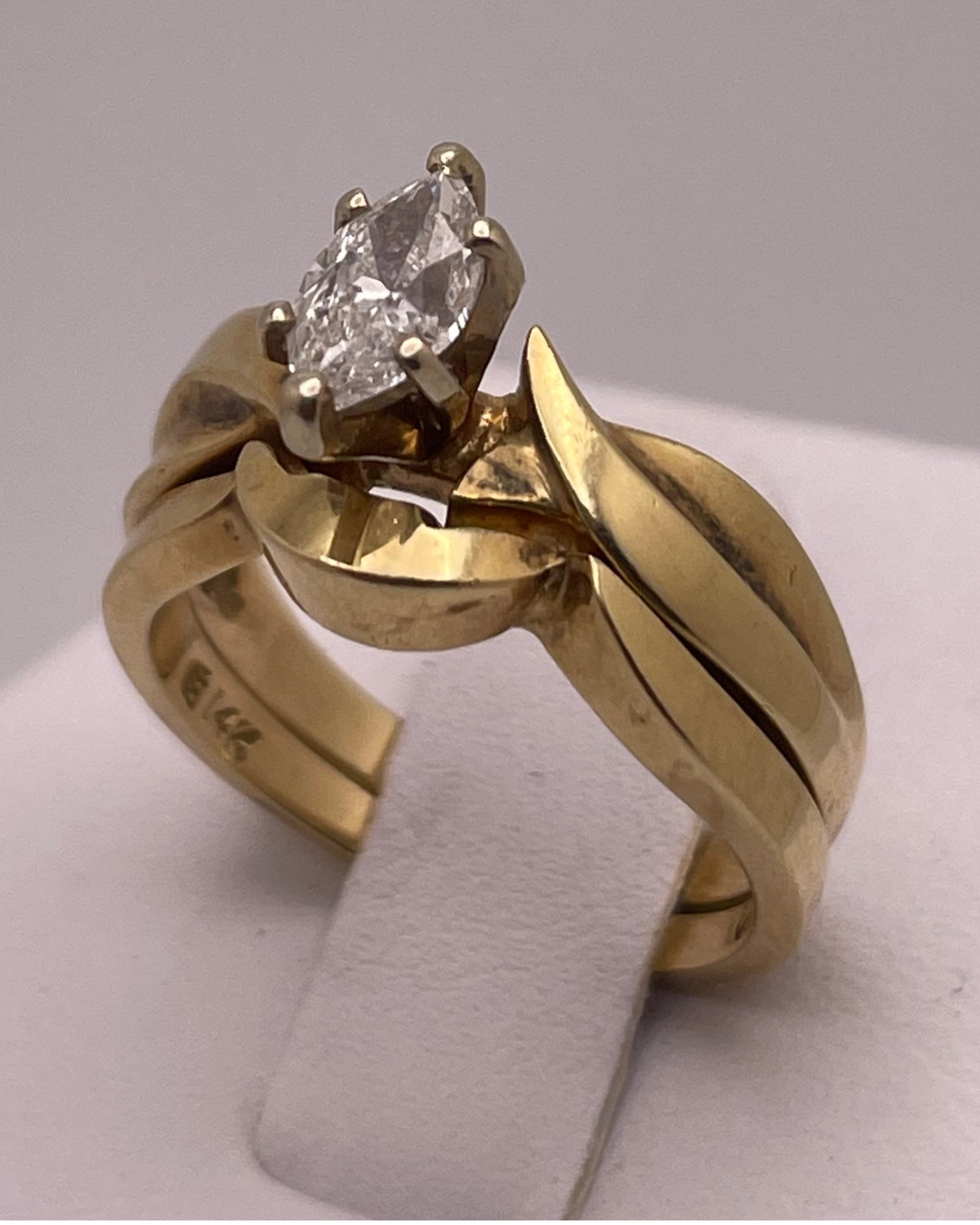 14k Gold 0.53ct Marquise Cut Diamond Ring Set