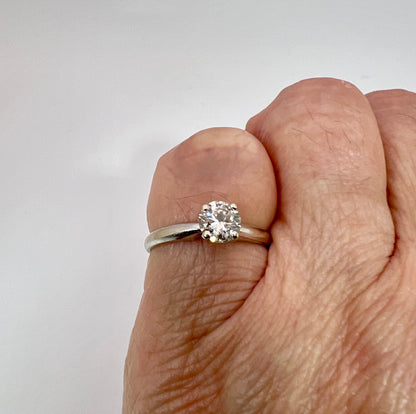 14k White Gold Round Cut 55pt Diamond Solitaire Ring