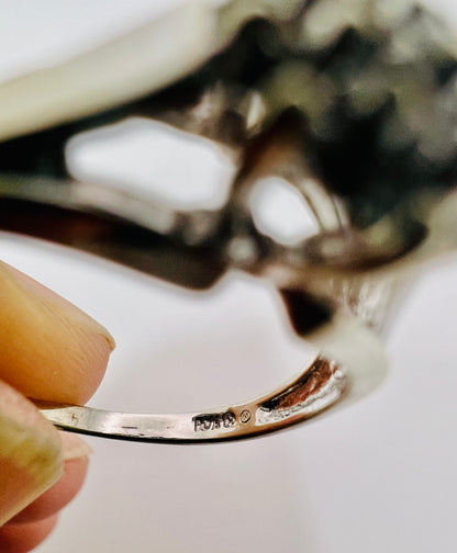 10k White Gold Round Cut 23pt Diamond Cluster Ring