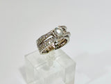 14k White Gold Round Cut 98pt Diamond and Row Set Accent Ring
