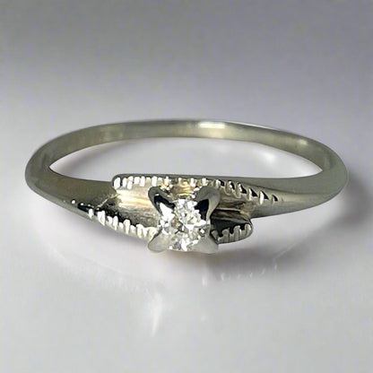18k White Gold Round Cut 0.08ct Diamond Solitaire with Gold Accents Ring