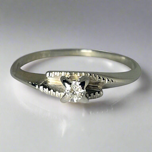 18k White Gold Round Cut 0.08ct Diamond Solitaire with Gold Accents Ring
