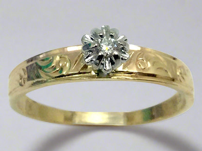 10k Yellow Gold Round Cut 3pt Solitaire Diamond Ring