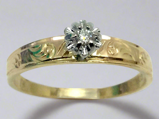 10k Yellow Gold Round Cut 3pt Solitaire Diamond Ring