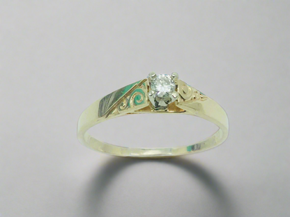 14k Yellow Gold Round Cut 7pt Solitaire Diamond Ring