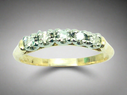 14k Yellow & White Gold Round Cut 15pt Row Set Diamond Ring