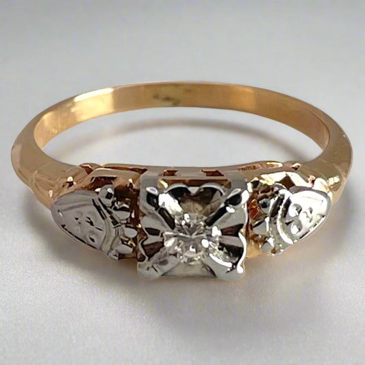 14k-18k Yellow & White Gold Round Cut 6pt Diamond Solitaire Ring