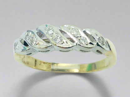 14k Yellow & White Gold Round Cut 12pt Diamond Ring