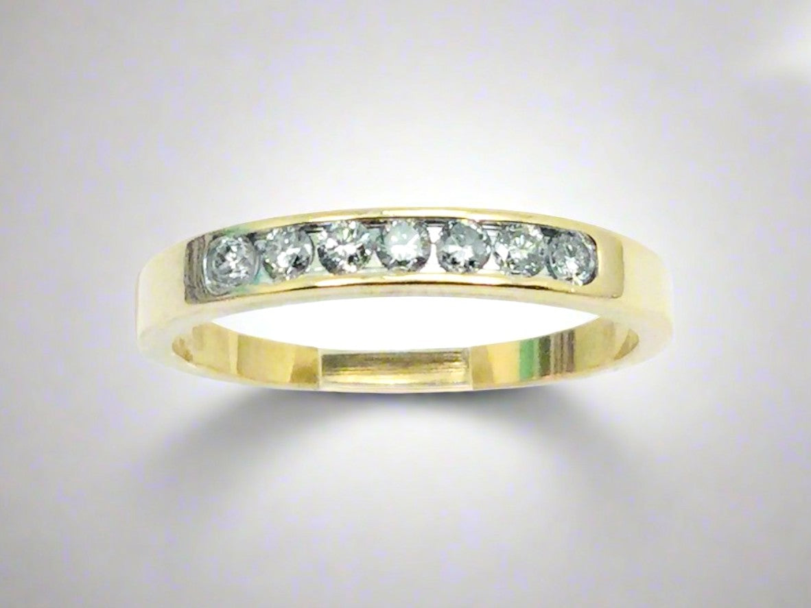 14k Yellow Gold Round Cut 21pt Diamond Channel Set Ring
