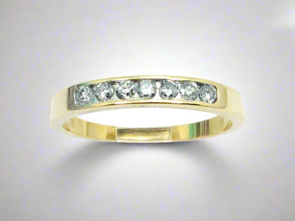 14k Yellow Gold Round Cut 21pt Diamond Channel Set Ring