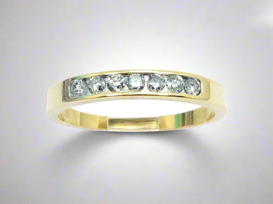 14k Yellow Gold Round Cut 21pt Diamond Channel Set Ring