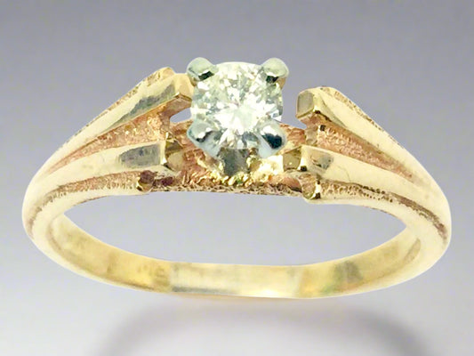 14k Yellow Gold Round Cut 16pt Diamond Solitaire Ring