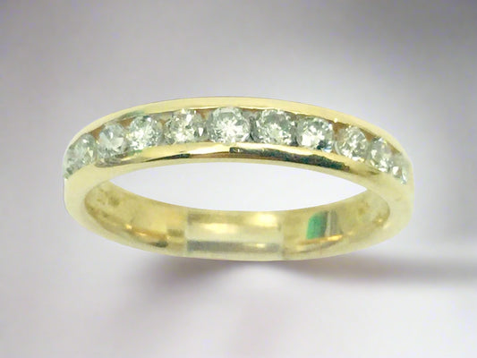 14k Yellow Gold Round Cut 44pt Channel Set Diamond  Band Ring