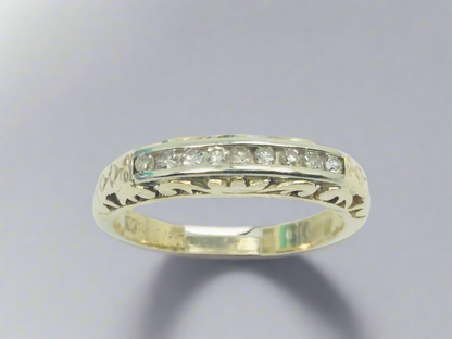 10k Yellow Gold Round Cut 18pt Channel Set Diamond Ring