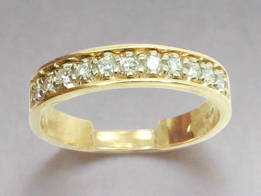 14k Yellow Gold Round Cut 22pt Diamond Row Set Ring
