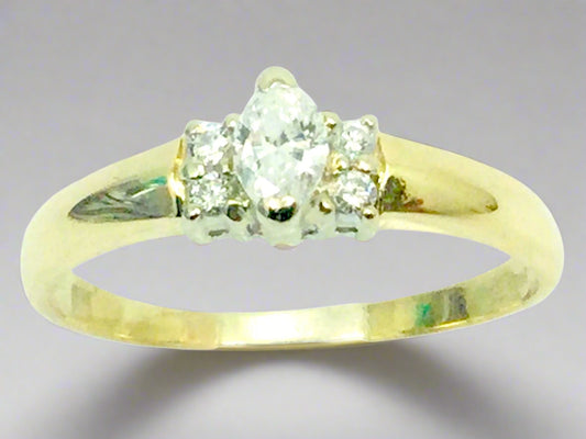 14k Yellow Gold Marquise Cut 31pt Diamond Ring