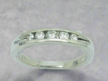 14k White Gold Round Cut 20pt Channel Set Diamond Band Ring
