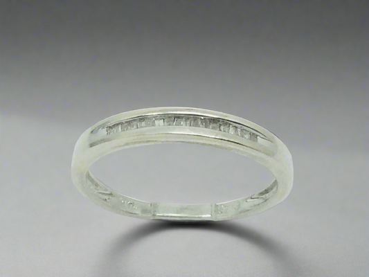 14k White Gold Baguette Cut 18pt Channel Set Diamond Band Ring