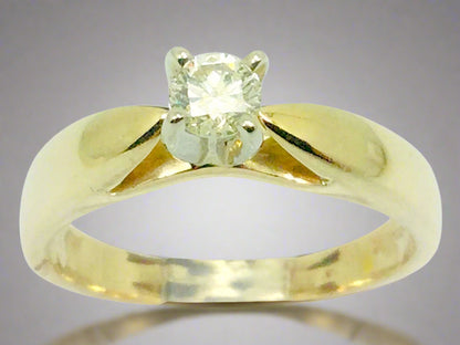 14k Yellow Gold Round Cut 17pt Solitaire Diamond Ring