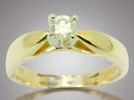 14k Yellow Gold Round Cut 17pt Solitaire Diamond Ring