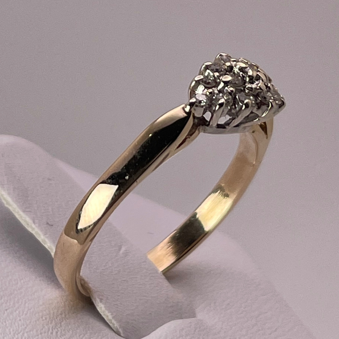 14k Yellow Gold Round Cut 0.25ct Diamond Cluster Ring