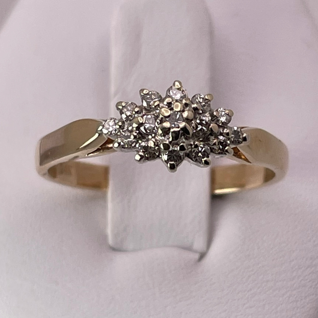 14k Yellow Gold Round Cut 0.25ct Diamond Cluster Ring