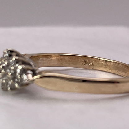 14k Yellow Gold Round Cut 0.25ct Diamond Cluster Ring