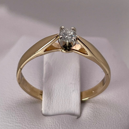 14k Yellow Gold Round Cut 0.15ct Diamond Solitaire Ring