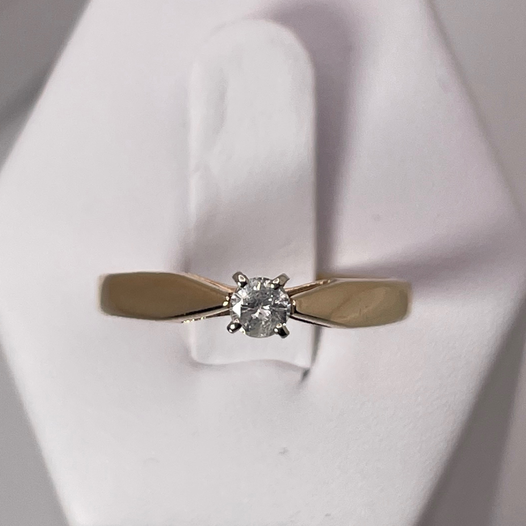 14k Yellow Gold Round Cut 0.15ct Diamond Solitaire Ring