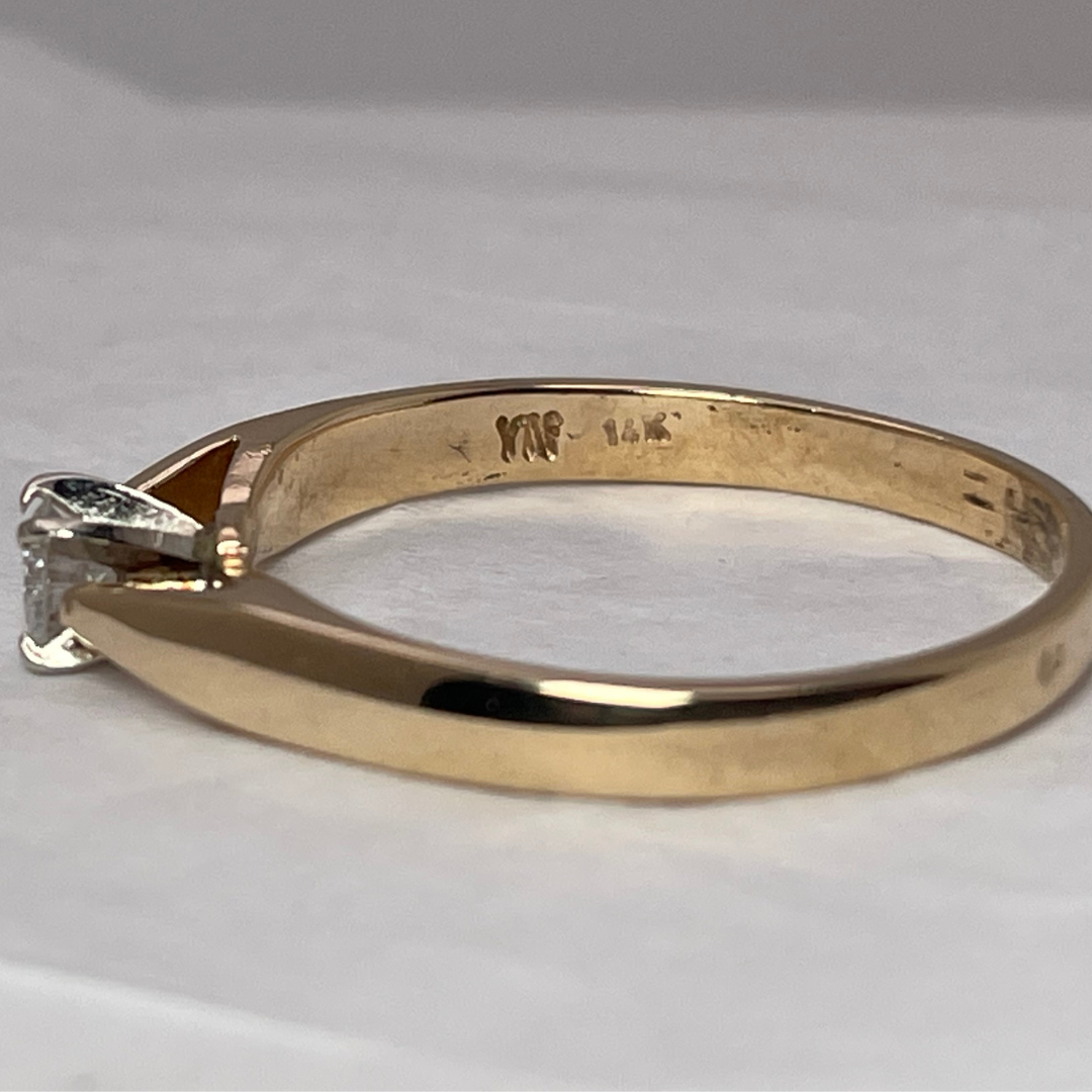 14k Yellow Gold Round Cut 0.15ct Diamond Solitaire Ring
