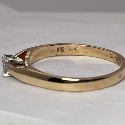 14k Yellow Gold Round Cut 0.15ct Diamond Solitaire Ring