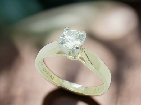 Vintage 14k Gold Brilliant Cut 0.50ct 1/2ct  Diamond Solitaire Engagement / Promise / Commitment Ring