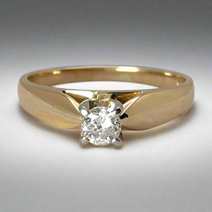 14k Yellow Gold Round Cut 0.23ct Diamond Solitaire Ring