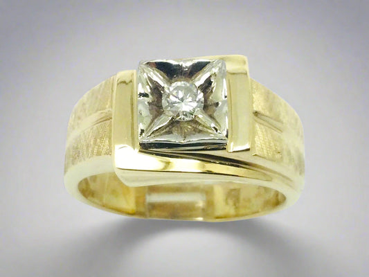 10k Yellow Gold Round Cut 16pt Diamond Solitaire Ring