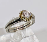 18k White Gold Round Cut 33pt Diamond Solitaire Ring Set