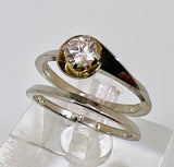 18k White Gold Round Cut 33pt Diamond Solitaire Ring Set