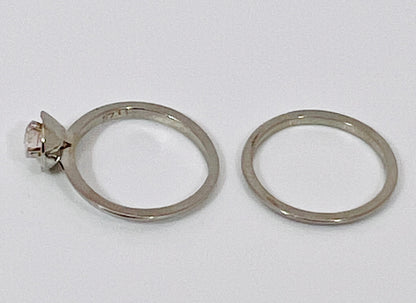 18k White Gold Round Cut 33pt Diamond Solitaire Ring Set