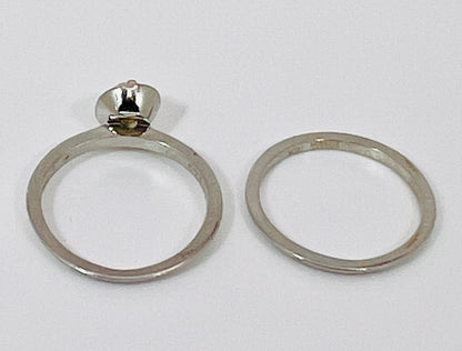 18k White Gold Round Cut 33pt Diamond Solitaire Ring Set