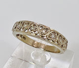 10k White Gold Round Cut 8pt Diamond Heart Band Ring