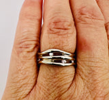 14k White Gold 15pt Round Cut Diamond Weave Band Ring