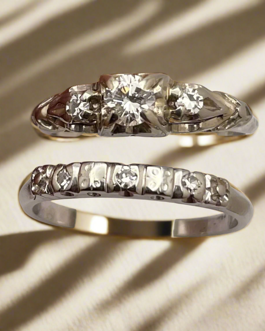 18k White Gold 37pt Diamond Engagement and wedding ring set