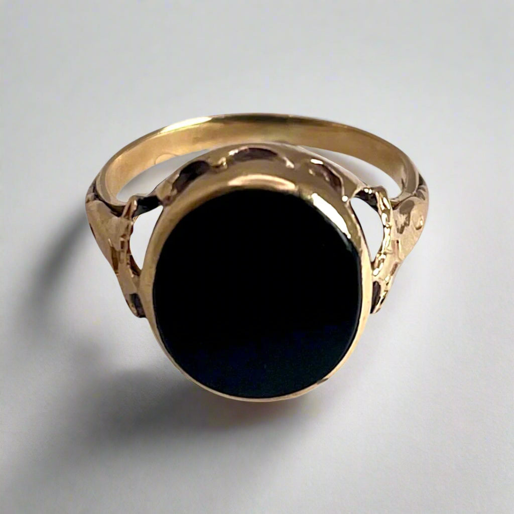 10k Yellow Gold Black Onyx Pinky Ring