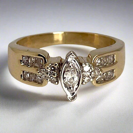 10k Yellow Gold Marquise Cut 0.42ct Diamond Ring
