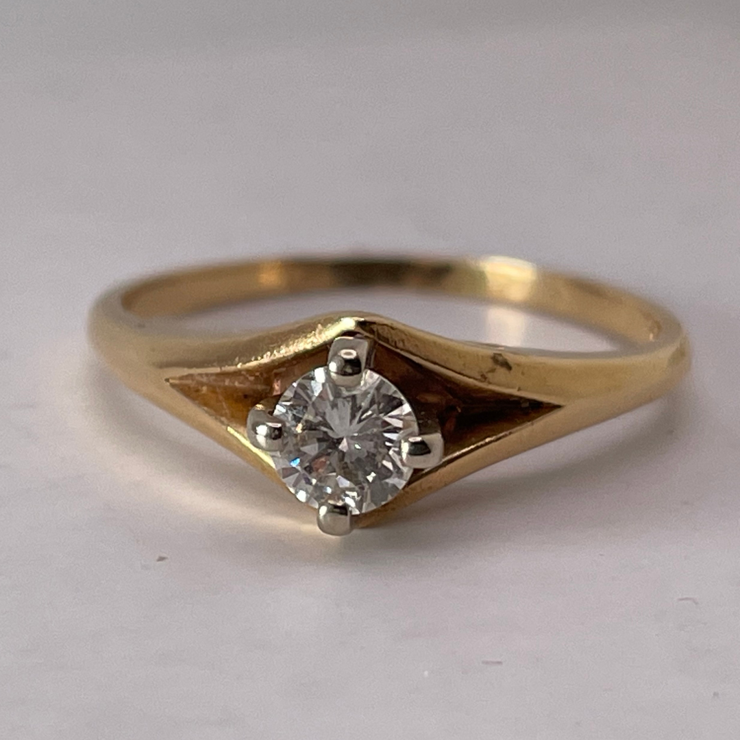 Lady's 14k Yellow and White Gold 0.32ct Diamond Solitaire Ring