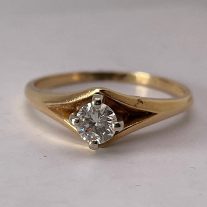 Lady's 14k Yellow and White Gold 0.32ct Diamond Solitaire Ring