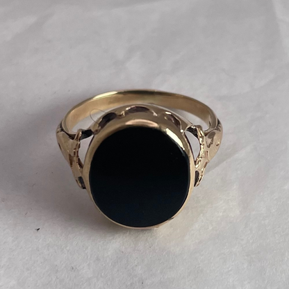 10k Yellow Gold Black Onyx Pinky Ring