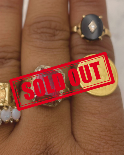 Birks 10k Black Onyx & Diamond Ring